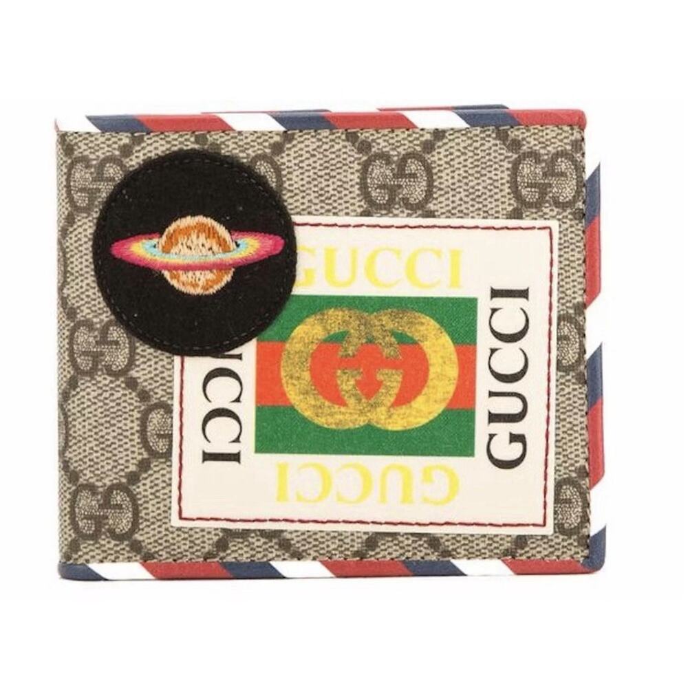 Gucci Courrier Wallet Monogram GG Supreme UFO Embroidered Brown Brand New